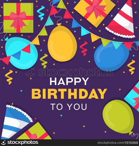 Happy Birthday Celebration Party Balloon Gift Banner Greeting Card