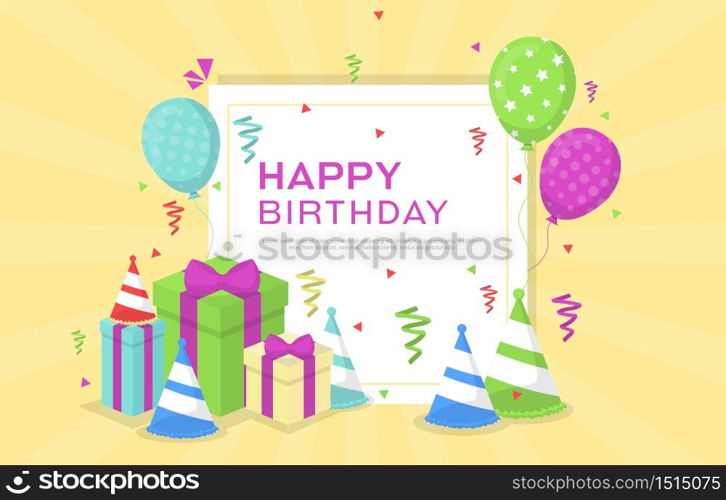 Happy Birthday Celebration Party Balloon Gift Banner Greeting Card