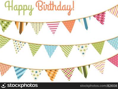 Happy Birthday. Colorful bunting for happy birthday, vector eps10 illustration