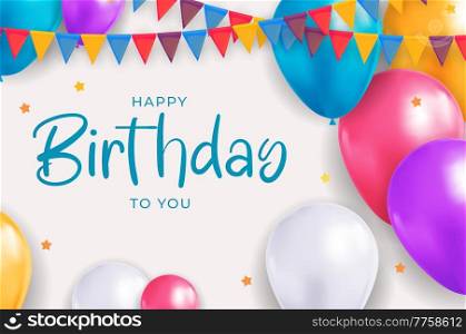 Happy Birthday congratulations banner design with Confetti, Balloons for Party Holiday Background. Vector Illustration EPS10. Happy Birthday congratulations banner design with Confetti, Balloons for Party Holiday Background. Vector Illustration