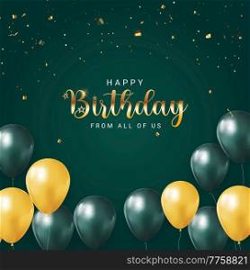 Happy Birthday congratulations banner design with Confetti, Balloons for Party Holiday Background. Vector Illustration EPS10. Happy Birthday congratulations banner design with Confetti, Balloons for Party Holiday Background. Vector Illustration
