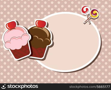 Happy birthday cup cake card, vintage retro