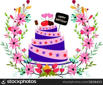 happy birthday cupcake and florals