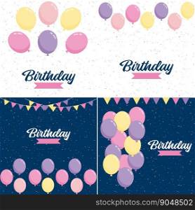 Happy Birthday design with a realistic cake illustration and confetti