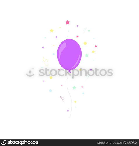 Happy birthday feast, birthday party, many colorful balloons, flat vector illustration and icons