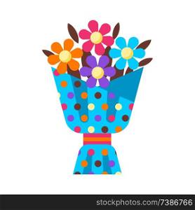 Happy Birthday flower bouquet gift. Festive icon or illustration.. Happy Birthday flower bouquet gift.