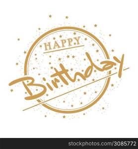 HAPPY BIRTHDAY. Greeting banner, hand-drawn design, for a postcard, sticker or label. Stylized lettering isolated on a white background