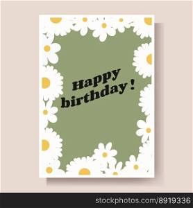 Happy Birthday Greeting Card, with flowers. Vector Illustration.. Happy Birthday Greeting Card, with flowers. Vector Illustration