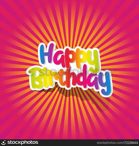 Happy birthday greeting card with rainbow text vector illustration