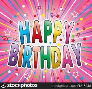 happy birthday greeting on colorful background