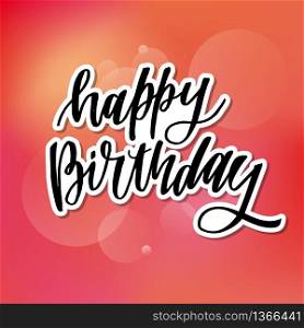Happy birthday hand drawn vector lettering design on background of pattern with stripes.. Happy birthday hand drawn vector lettering design on background of pattern with stripes. Perfect for greeting card.