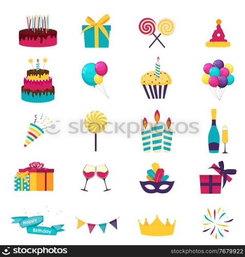 Happy birthday icons set. Icons design for your product, web and mobile applications. Vector Illustration. Happy birthday icons set. Icons design for your product, web and mobile applications. Vector Illustration EPS10