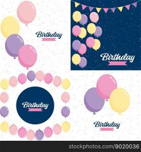 Happy Birthday in a bold. geometric font with a pattern of birthday candles in the background
