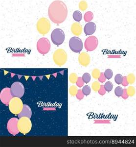 Happy Birthday in a playful. cartoon font with a background of presents and party favors