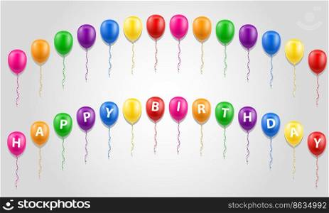 happy birthday inscription text on balloons stock vector illustration isolated on white background