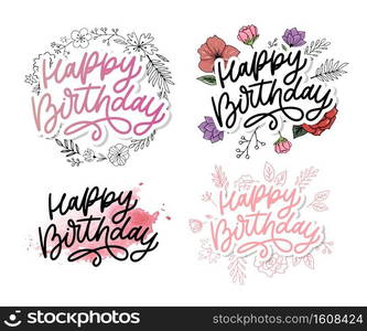 Happy Birthday letterin calligraphy brush vector typography text. Happy Birthday lettering calligraphy brush vector typography text illustration