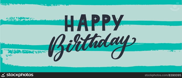 Happy Birthday lettering text banner, black color. Vector. Happy Birthday lettering text banner, black color. Vector illustration.