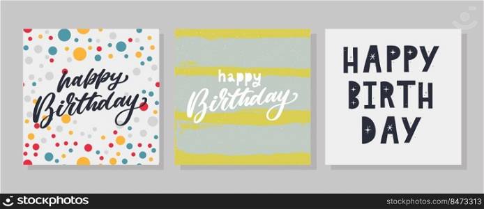Happy Birthday lettering text banner, black color. Vector. Happy Birthday lettering text banner, black color. Vector illustration.