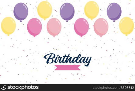 Happy Birthday lettering text banner with balloon Background