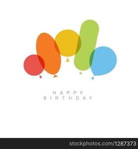 Happy birthday modern minimalist vector illustration card with balloons. Happy birthday vector illustration card with balloons