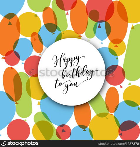 Happy birthday modern minimalist vector illustration card with balloons. Happy birthday vector illustration card with balloons