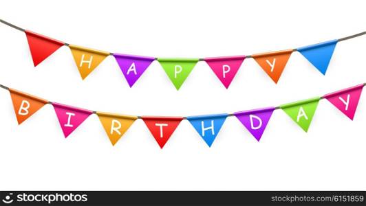 Happy Birthday Party Background with Flags Vector Illustration. EPS10. Happy Birthday Party Background with Flags Vector Illustration
