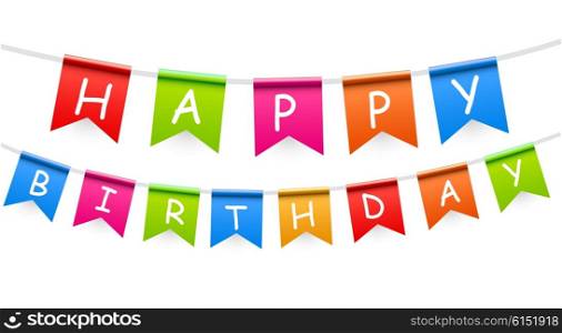 Happy Birthday Party Background with Flags Vector Illustration. EPS10. Happy Birthday Party Background with Flags Vector Illustration