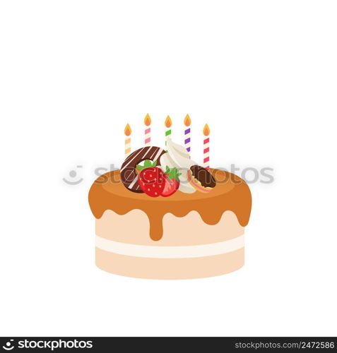 Happy birthday party birthday cake box fruit Cake caramel Cake Celebration Party birthday candles set isolated flat vector graphic design illustration And icon elements