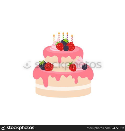 Happy birthday party birthday cake box fruit cake Celebration Party birthday candles set isolated flat vector graphic design illustration And icon elements