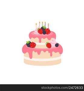 Happy birthday party birthday cake box fruit cake Celebration Party birthday candles set isolated flat vector graphic design illustration And icon elements