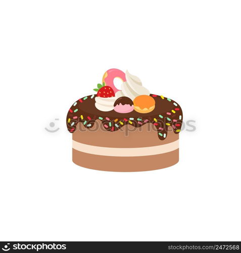 Happy birthday party birthday cake box fruit Cake Chocolate Cake Celebration Party birthday candles set isolated flat vector graphic design illustration And icon elements