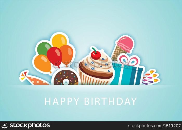 Happy birthday party greeting cards and banner template background.