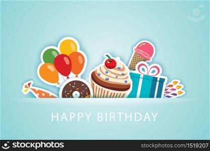 Happy birthday party greeting cards and banner template background.