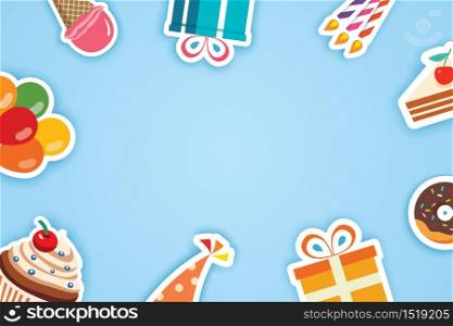 Happy birthday party greeting cards and banner template background with place for your message.
