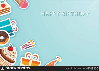 Happy birthday party greeting cards and banner template background with place for your message.