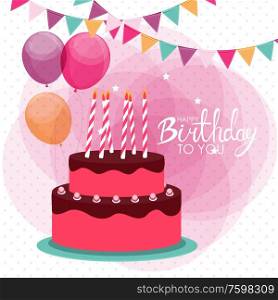 Happy Birthday Poster Background with Cake. Vector Illustration EPS10. Happy Birthday Poster Background with Cake. Vector Illustration