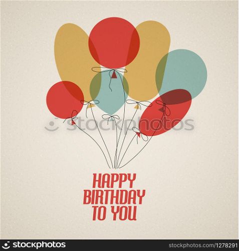 Happy birthday retro vector illustration card with balloons