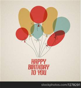 Happy birthday retro vector illustration card with balloons