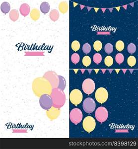 Happy Birthday text with a floral wreath and watercolor background