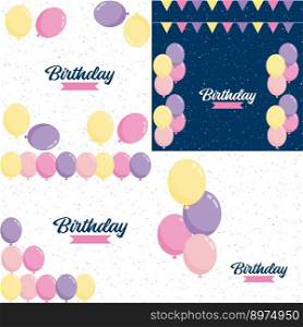 Happy Birthday text with a rainbow gradient and a geometric pattern background