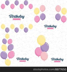Happy Birthday text with a rainbow gradient and a geometric pattern background