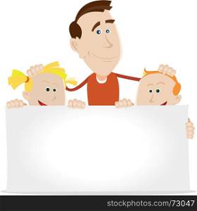 Happy Birthday To You Mum !. Illustration of happy chidren and their father wishing a happy anniversary to their mother