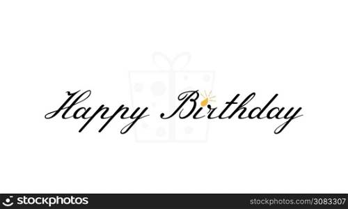 Happy birthday typography minimal black text with big gift box vector on white background illustration
