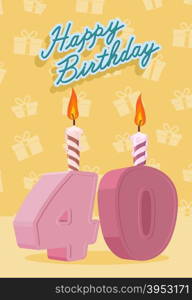 Happy Birthday Vector Design. Announcement and Celebration Message Poster, Flyer Flat Style Age 40