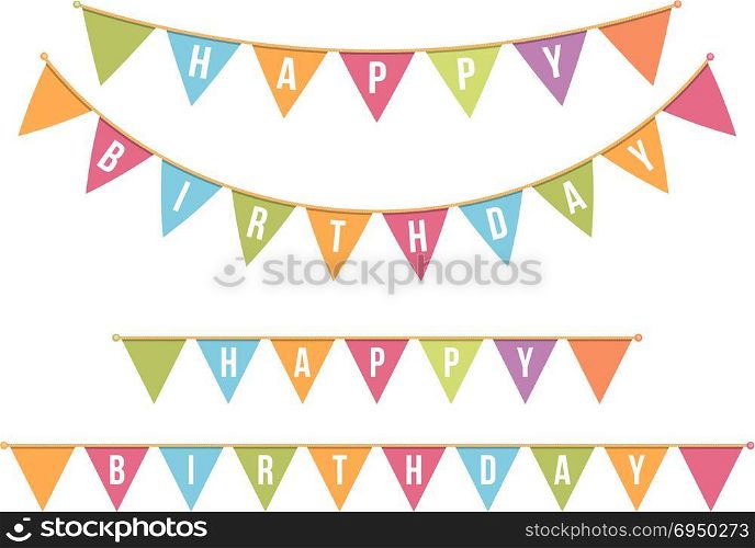 Happy Bithday Bunting. Bunting for happy birthday on white background, vector eps10 illustration