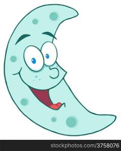 Happy Blue Moon Mascot Cartoon Character