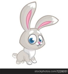 Happy blue rabbit cartoon isolated on white background. Vector illustration of a cute bunny. Great for t-shirt mock up or decoration