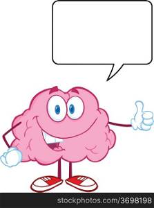 Happy Brain Character Giving A Thumb Up Witch Speech Bubble