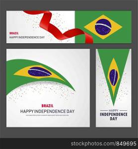 Happy Brazil independence day Banner and Background Set