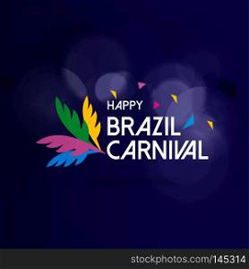 Happy Brazilian Carnival Day. carnival creative typography on blue background. For web design and application interface, also useful for infographics. Vector illustration.